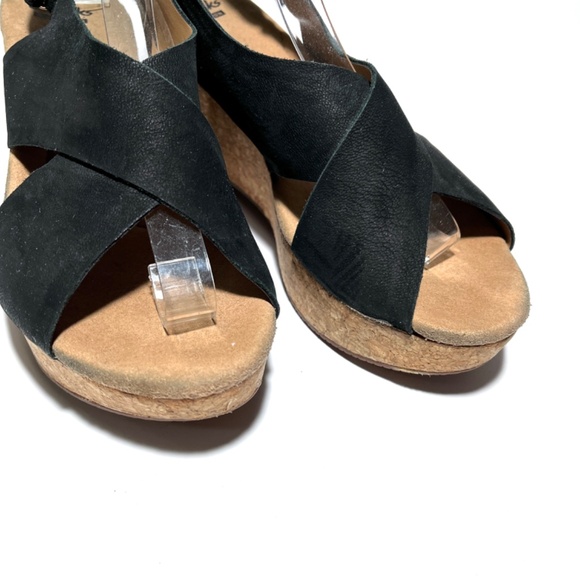 Clarks Annadel Eirwyn Black Suede Cork Wedge Platform Sandal - Picture 10 of 13